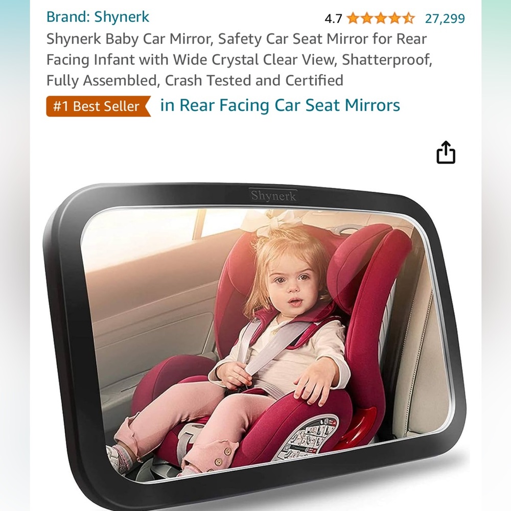 Barely used Shynerk Baby Car Mirror for Rear Facing Infant